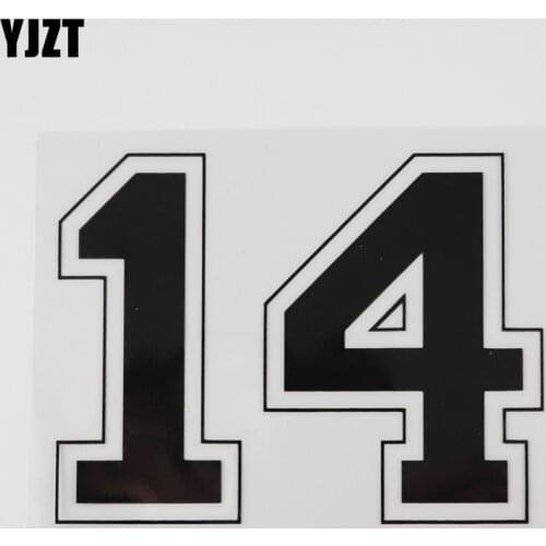 YJZT 13.8CM*10.5CM Personality Number Lucky Numbers 14 Vinyl Car Sticker 13D-0318