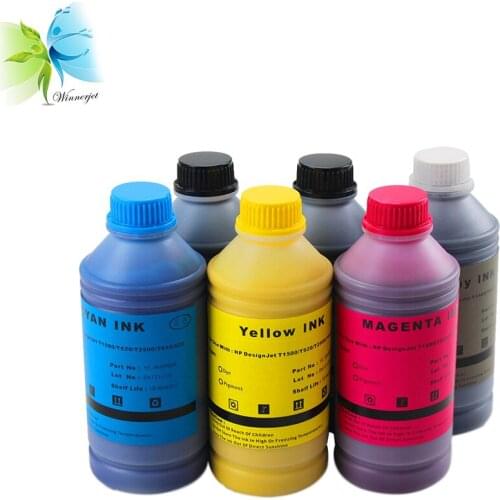 Winnerjet 1000ML per bottle 6 colors dye ink&pigment ink for Hp Designjet T1500,T1530,T920,T930, T250 printer replacement ink