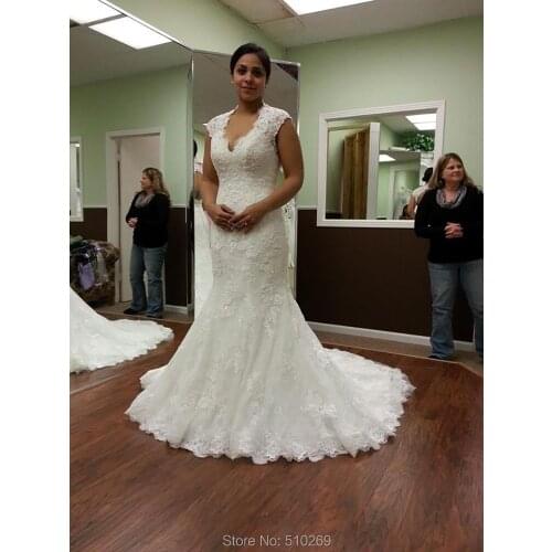 Mermaid Wedding Dress Custom Size Capped Sleeve Floral Lace Appliques Vestidos De Novia Renda Vintage Bridal Gowns