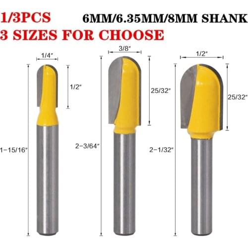 1pc Long Blade Round Nose Wood Router Bit Long Reach Core Box Cutter For Wood Router Bits For Wood - 6mm/6.35mm/8mm Shank