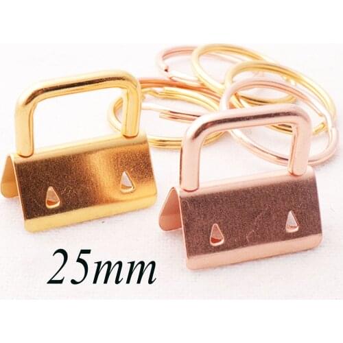 10 sets Rose Gold/Gold Key Fob Hardware with Key Rings,25mm Key Rings for Cotton Webbing Wristlets Fabric Key Chains 1"keychains