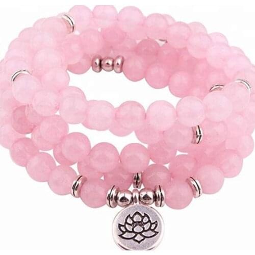 108 beads 8mm elastic adjustable Lotus life tree Buddha OM eye Chakra Reiki agate Onyx Yoga Bracelet necklace ujg34