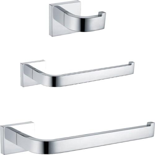 2pcs/ Lot Leyden Chrome Stainless Steel Wall Mounted Double Towel Rings Toilet Paper Holders Robe Hooks Bathroom Hardware Set