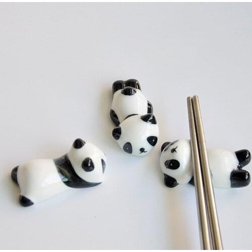 2pcs/lot Visual Touch Home Mini Cute Porcelain Ceramic Panda Chopstick Stand Rest Rack Holder MT 002