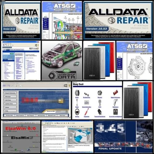 2021 Hot Sale All data Auto Repair software Alldata 10.53 Mit--chell od5 software 2015 Vivid workshop data Elsawin 24in1 1tb hdd
