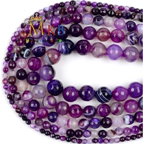 4 6 8 10 12mm Natural Faceted Purple Agates Stone Beads For Jewelry Making Onyx Spacer Beads Diy Bracelet Necklace Accessories