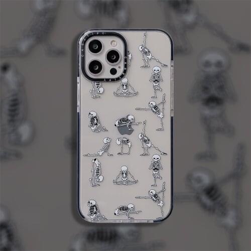 Luxury brand ins Cute Skeleton Soft TPU Phone Case For IPhone 12 11 Pro Max X Xr Xs Max 6 6s 7 8 Plus Shockproof Cover Fundas