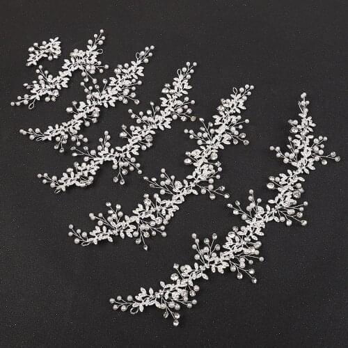 Chic Wedding Headbands Silver Rhinestone Leaves Handmade Head Accessories for Bride Six Size Elegant Women Hairband Wholesale