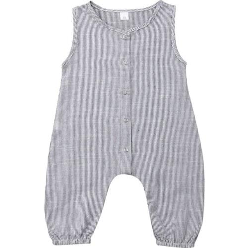 Summer Newborn Baby Boy Girl Clothes Cotton Sleeveless Solid Single Breasted Romper Jumpsuit Outfits Sunsuit