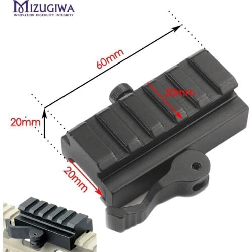 MIZUGIWA Quick Release Low Profile Riser QR Block Picatinny Rail Mount Adapter 20mm Picatinny Hunting Caza Bipod Chasse