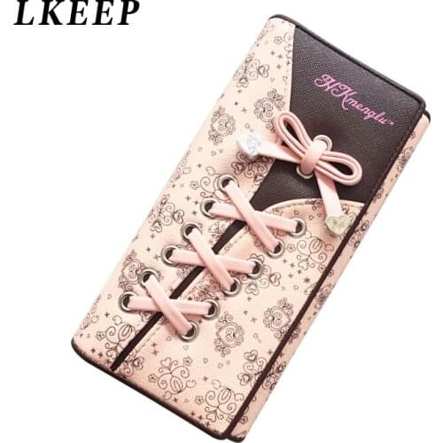 2019 Fashion Brand Women Wallets Lace Designer Wallets Womens Clutch Purse Long Locking Buckle Female Coin Purses Card Holder