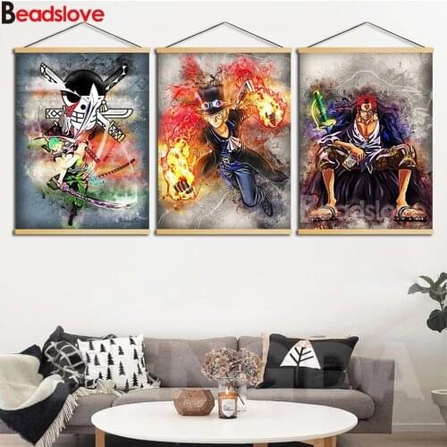 Cartoon Anime 3 piece Full square & round diamond painting 5d diy diamond embroidery painting wall art