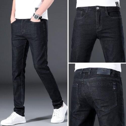 2021 Spring and Autumn New Mens Business Casual Thin Jeans Classic Style Straight Smoky Gray Stretch Denim Pants Male Brand