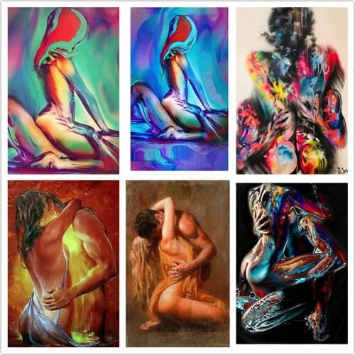 Round Diamond Inlaid Diamond Painting Sexy Couple Cross Stitch 5d Diy Diamond Embroidery Mosaic Rhinestone Home Decoration