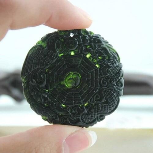 Natural stone Carved Dragon Dragon pearl Pendant Necklace Fashion Carving Pendants Jewelry with rope