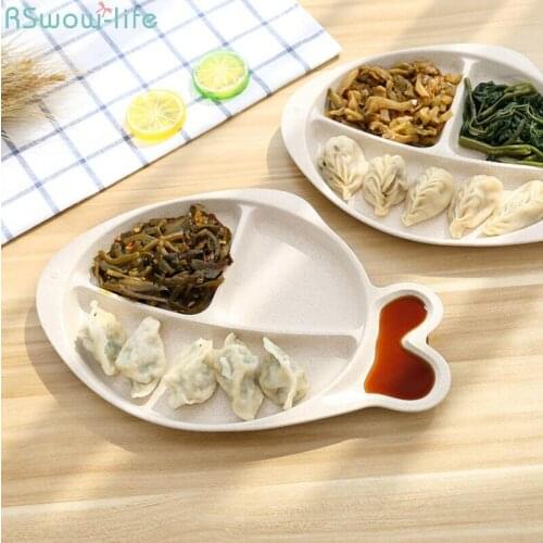 Creative Plate Dishes Fish-Shaped Plate Wheat Straw Snacks Plates Student Plates Breakfast Dish Children Dessert