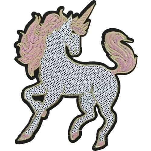 New Arrival 17.5x14.5cm Unicorn Patch for Clothes DIY Animal Sequined Patches DIY Decorative Appliques Iron-on Patches