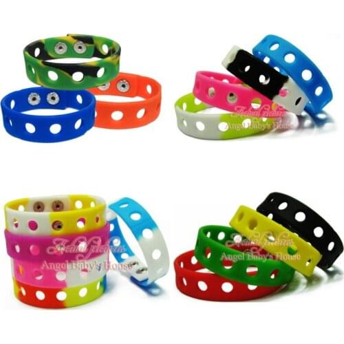 Wholesale 200pcs/lot 18CM Rainbow Color Silicone Wristbands Soft Bracelets fit Shoe Charms Accessories Xmas Party Gift