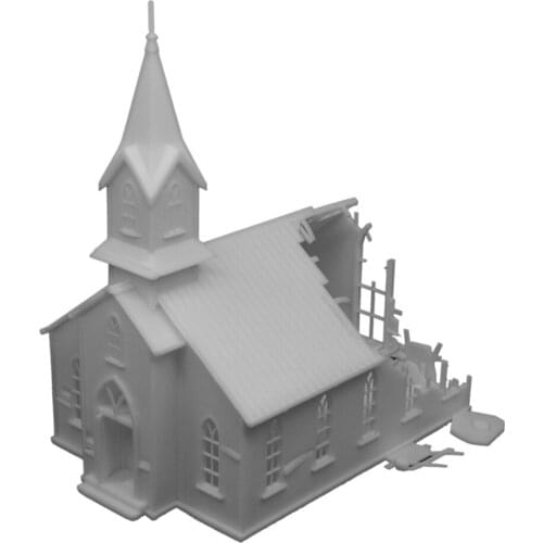 Outland Models Railway Scenery Building Damaged Church 1:87 HO Scale