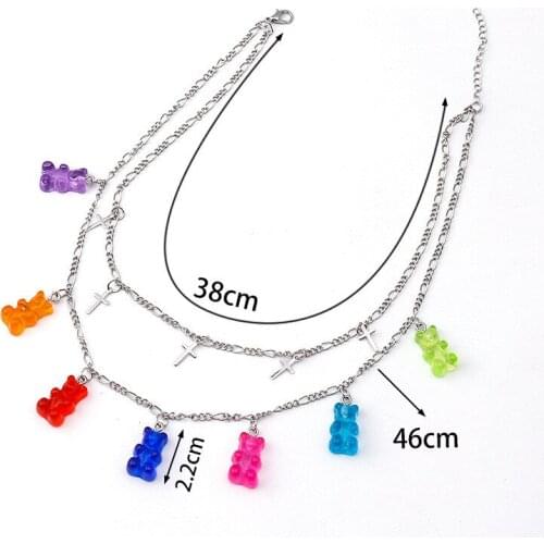 Candy Color Gummy Mini Bear Necklace For Women Christmas Gifts New Star Pendants Necklaces Jewelry Women Girls Jewelry Necklace