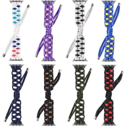 DIY Braided shrink strap Compatible with Apple watch 44mm 42mm 40mm 38mm Replacement bracelet strap for iwatch 6 5 4 3 SE strap