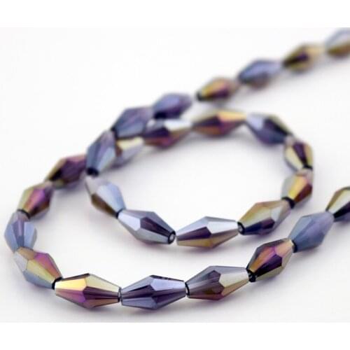 6x11mm 50pcs/lot Violet AB Glass Double Cones Bicone Beads Facted Crystal Beads for DIY Jewelry Material Many Color to Choose