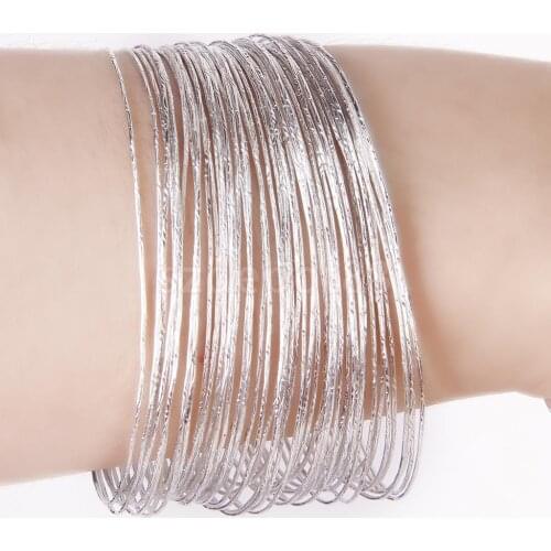 50Pcs Bulk Fashion Silver color Ultra Thin Hoop Bracelet Cuff Bangle Wristband