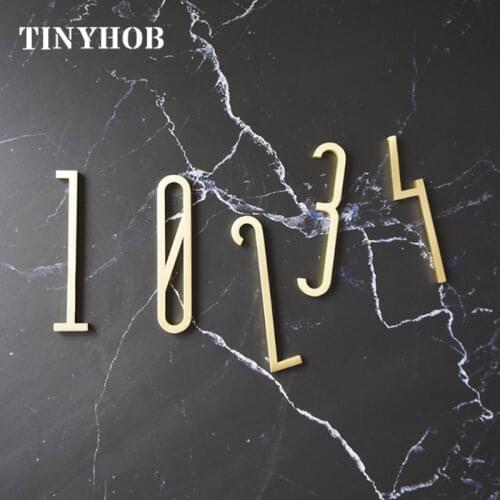 Height 7cm 2.75" Golden Brass Letters and Numbers Wall Decor Villa Hotel Door Plates Figures Dormitory Home Office number DIY