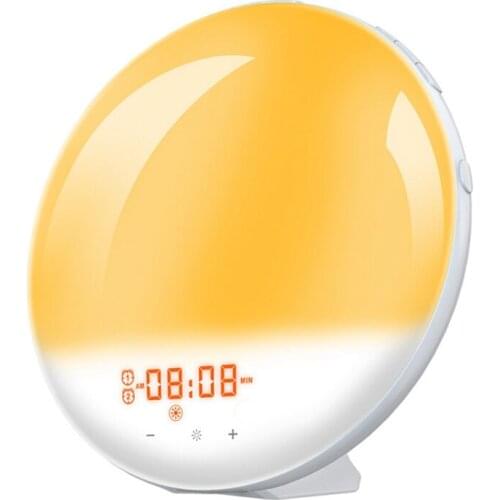 Wake Up Light,Smart Sunrise Alarm Clock with 7 Colors FM Radio,Digital Night Light Clock for Alexa Google Home