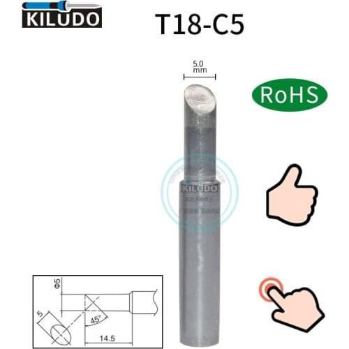 Kiludo 5pcs T18-C5 soldering Tip for hakko fx-888/888D Iron Tip FX-8801/8802/8803