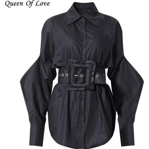 2021 New Autumn Fashion Elegant Loose Mini Shirt Dress Women Long Lantern Sleeve Single Breasted Cotton Dresses Outfit Y2K
