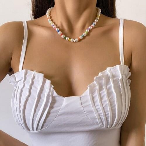 Fashion Korean Jewelry 2021 White Round Pearl Necklaces for Women Chunky Statement Necklace Choker Beads Jewelry Accessories