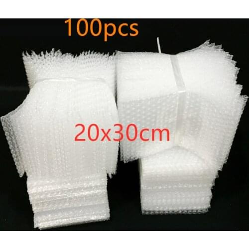 100pcs 20x30cm Plastic Wrap Envelope White Bubble Packing Bags PE Clear Shockproof Packaging Bag Double Film Bubble Bag