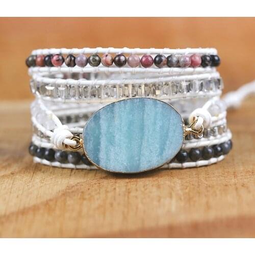 2021 new arrive high quality Mixed Natural Stones amazonite Charm yoga Wrap Bracelets Handmade energy friendship jewelry