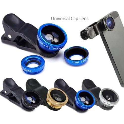 3 Fish Eye Lens Wide Angle Macro Fisheye Camera Lens Kits with Clip for Mobile Phone Lenses Rybie Oko Makro Obiektyw Do Telefonu