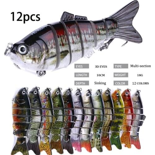 6/12pcsMinnow Fishing Lures Luya 16g/18/27g 10/13.5CM Multi-section Baits 3D Fish Swimbait Artificial Spinning Tackle Gears