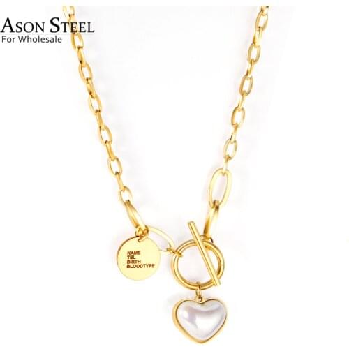 ASONSTEEL Heart Shape Imitation Pearl Pendant Necklace 316L Stainless Steel Fashion Jewelry Party Gift for Women 2021 Style