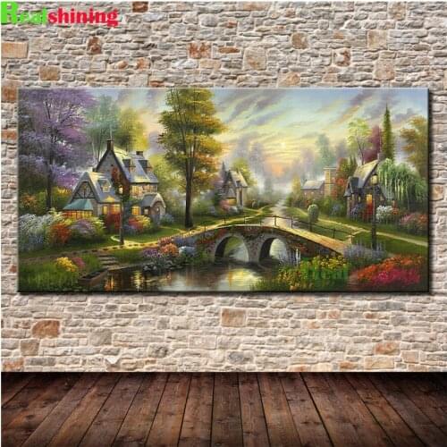 Large 5d diamond painting Abstract beautiful country house landscape full novelty 2021 mosaic art diamond embroidery N1658
