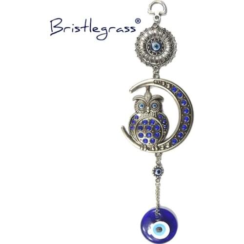 BRISTLEGRASS Turkish Blue Evil Eye Flower Moon Owl Amulets Lucky Charms Wall Hanging Pendants Pendulum Blessing Protection Decor