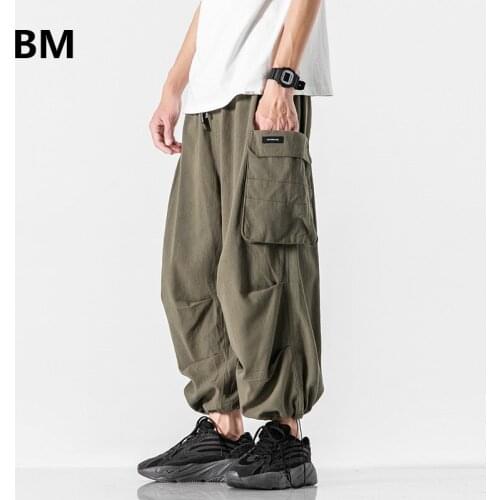 Japanese Big Pocket Cargo Pants Male Loose Fashion Joggers Men Streetwear Hip Hop Wide Leg Army Pants Ulzzang Korean Trousers