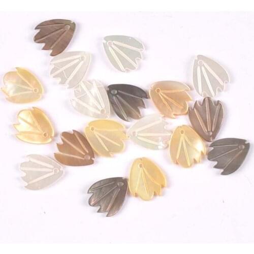 5pcs Leaf Pattern Natural Mother Of Pearl Shell Beads For Jewelry Making Pendant Earring Diy Handmade Accessories 12x11mm tr0387