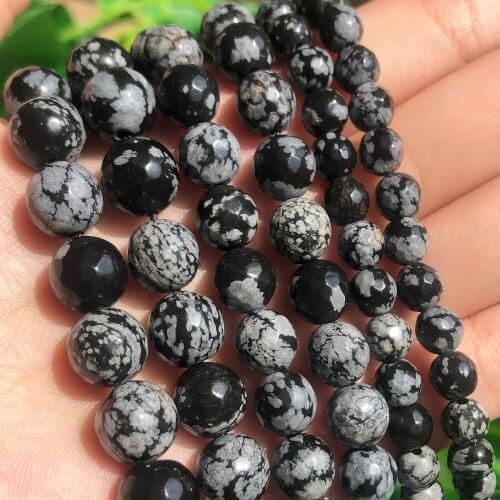 Natural Stone Faceted Snow Flake Jaspers Loose Spacer Beads 15'' Strand 6 8 10mm for Jewelry Making DIY Bracelet Accessories