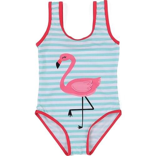 Girls' One-Piece Stripe Flamingo Swimsuit 2019 Fashion Beach Sport Bathing Suits 3-8 Years
