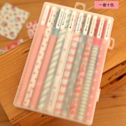 QSHOIC 10pcs/lot 0.38mm gel pen South Korea creative stationery fresh floral watercolor pen color gel ink pen colored gel pens