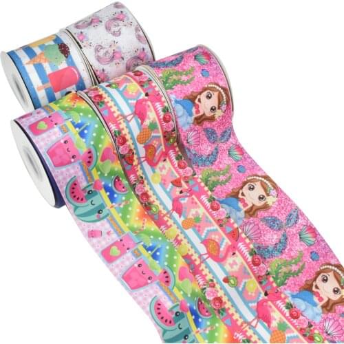 HSDCraft Fruit Ice Cream Cartoon Printed Grosgrain Ribbon Party Decoration 10 Yards DIY Bow Bag Material Handmade 10Y