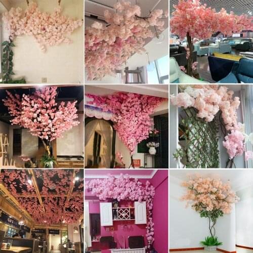 Artificial Cherry Tree Christmas Trunk and Cherry Blossom Dry Branches Rattan Set DIY Wedding Home Wall Decoration