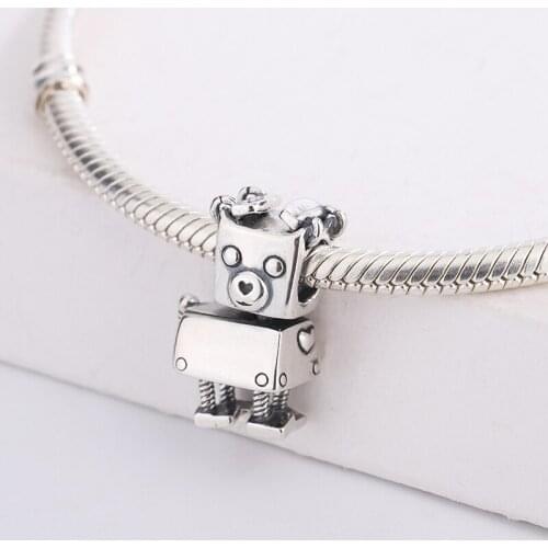 Fashion 925 Sterling Silver Animal Robot Puppy Dog Pendant Charm Bracelet DIY Jewelry Making For Original Pandora