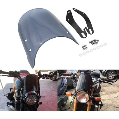 Motorcycle Windshields,Headlight Fairing Universal Windscreen W/Mount Bracket Fit 5 to 7inch Round Headlights,for Yamaha Suzuki