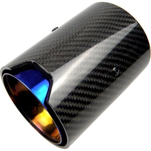 Car Universal Exhaust Pipe M LOGO Burnt Blue Carbon Fiber Exhaust Tips for M Performance Exhaust Pipe for Exhaust Tips