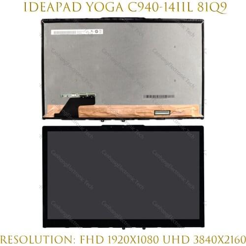 14" FHD UHD 4K LCD Touch Screen Digitizer Replacement Assembly With Frame For Lenovo Yoga C940-14 Series c940-14IIL 81Q9